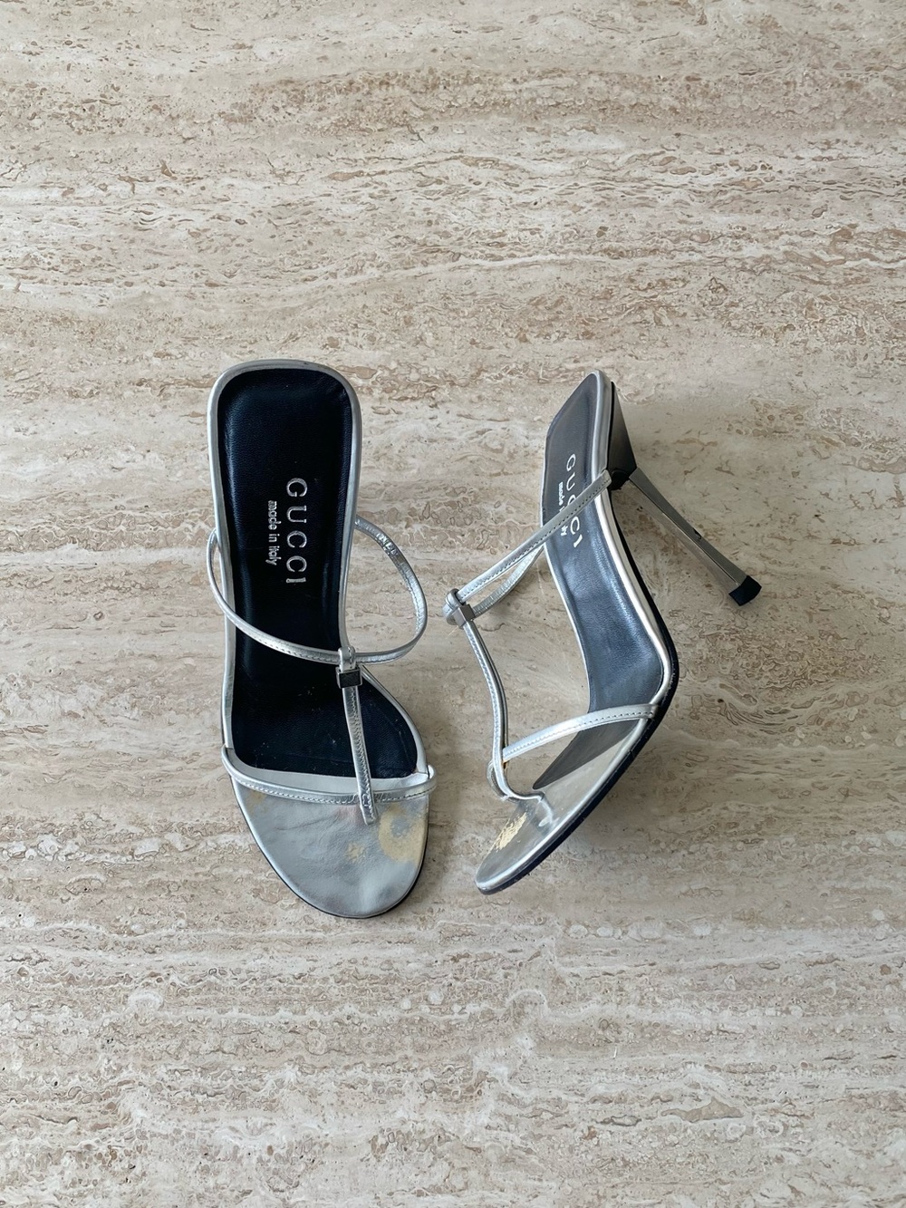 Vintage Gucci Tom Ford-era Metal Heel Sandals